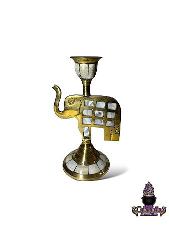 Castical Para Vela Bronze Madre Perola Elefante
