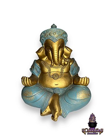 Ganesh Da Prosperidade Sentado Em Resina 25X16Cm