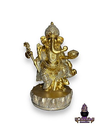 Ganesh Dancando Dourado Shine 20Cm