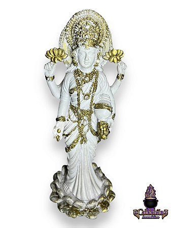 Lakshmi Na Flor De Lotus Em Resina 25Cm