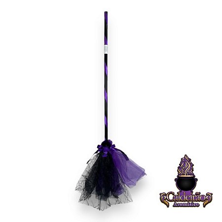 Halloween Vassoura Bruxa Roxa 90cm