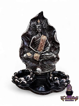 Incensario Buda Tibetano Meditando Gesso Dourado