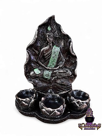 Incensario Buda Tibetano Meditando Gesso Verde