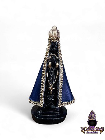 Nossa Senhora  Aparecida Azul Strass Gesso 15cm