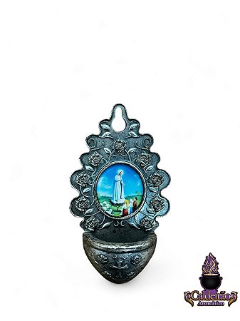 Lancamento Molha Dedos Nossa Senhora de Fatima em Metal 10x05cm