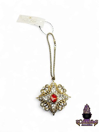 Lancamento Broche Divino Espirito Santo Dourado com Strass 06cm