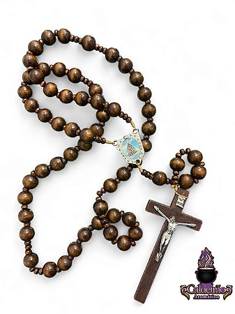 Lancamento Rosario Bolinhas Madeiras Claras Nossa Senhora Aparecida 90cm