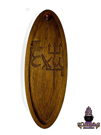 Incensario Oval de Madeira Exu 26cm