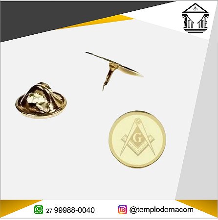 Botton Esquadro e Compasso Folheado a Ouro