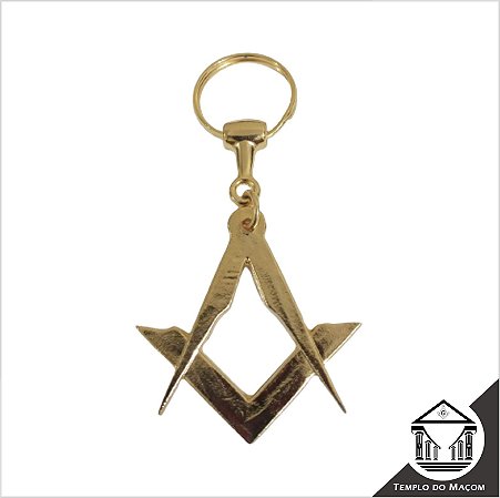 Chaveiro Esquadro e Compasso Dourado