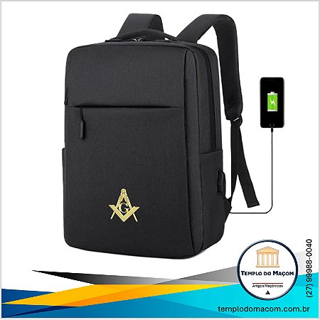 Mochila Maçônica para Notebook e Acessórios – Logo Metal Dourado