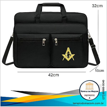 Pasta para Paramentos e Notebook Executiva com Aplique Maçônico em Metal Dourado