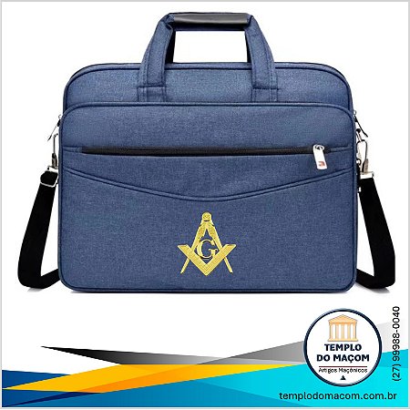 Pasta Executiva p/ Paramentos e Laptop Símbolo Maçônico em Metal Dourado – M3