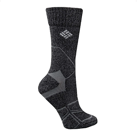 Meia Columbia Masculina Hike Crew Medium Lã Merino Cinza Escuro