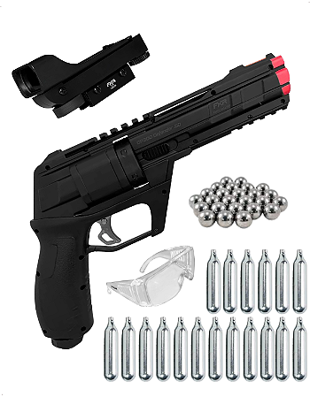 Kit Revólver Airgun .50 Co2 Artemis Cp300 Marcador Paintball