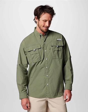 Columbia Camisa Bahama 2 Masculina Manga Longa Botão Verde