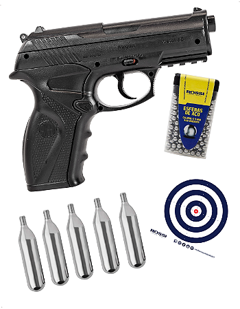 Pistola Pressão CO2 Rossi C11 4,5mm +Esferas+Cilindros+Alvos