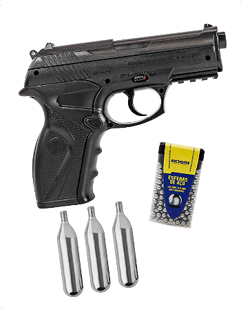 Pistola Pressão CO2 Rossi C11 4,5mm + Esferas Aço + Cilindros CO2
