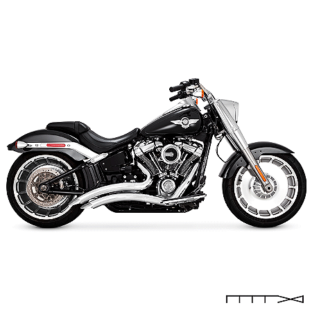 Escapamento Vance & Hines Big Radius 2 into 2 - Cromado - Softail 2018-2024 - Fat Bob, Low Rider, Fat Boy e Breakout