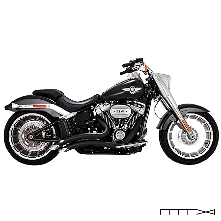 Escapamento Vance & Hines Big Radius 2 into 2 - Preto - Softail 2018-2024 - Fat Bob, Low Rider, Fat Boy e Breakout