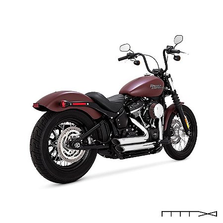 Escapamento Vance & Hines Shortshots Staggered - Cromado - Softail 2018 - 2023 - Deluxe - Heritage - Sport Glide