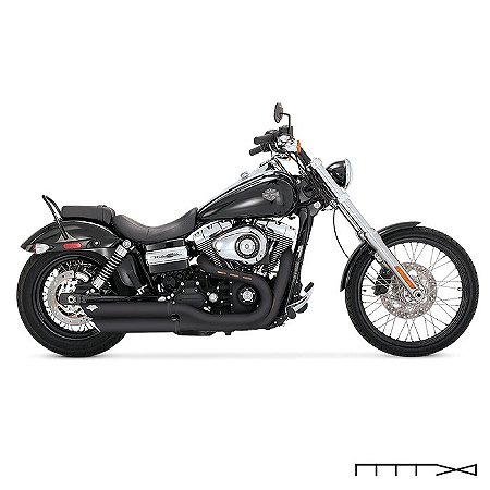 Ponteira 3´´ Vance & Hines Twin Slash - Preta - Dyna Fat Bob 2008 - 2017