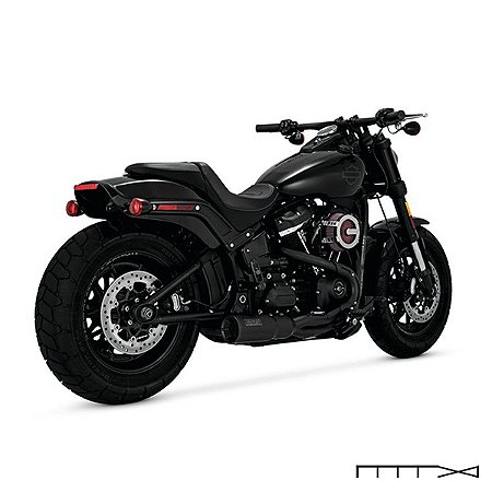 Escapamento Vance & Hines "PCX" Hi-Output Short 2 Into 1 - Preto - Softail 2018 - 2024 Fat Bob -Low Rider S/ST