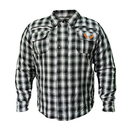 Camisa Masculina de Fibra Sintética Preto e Branco - Kustom Art
