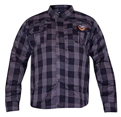 Camisa Masculina de Fibra Sintética Cinza e Preto - Kustom Art