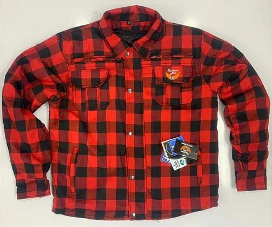 Camisa Masculina de Fibra Sintética Preto e Vermelha - Kustom Art