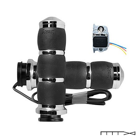 Manopla Modelo Velvet - Aquecida - Cromada - Harley Davidson com Acelerador a Cabo - Avon Grips