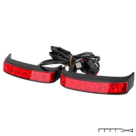Acabamento em LED Alforge Preto Vermelho Touring Harley Davidson - CH Parts
