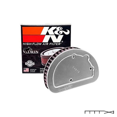Filtro de Ar K&N - Harley Davidson - Softail 16-17 (Fat Boy, Heritage, Deluxe); Touring 14-16 (Electra Glide, Ultra, Ro