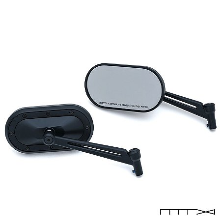 Retrovisor Modelo Heavy Industry - Preto - Harley Davidson & outras Marcas de Motocicletas, Requer o Uso dos Adaptador