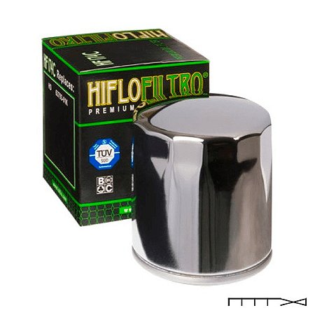 Filtro de Óleo Hiflofiltro Cromado p/ Harley Davidson V-Rod 2002 – 2017