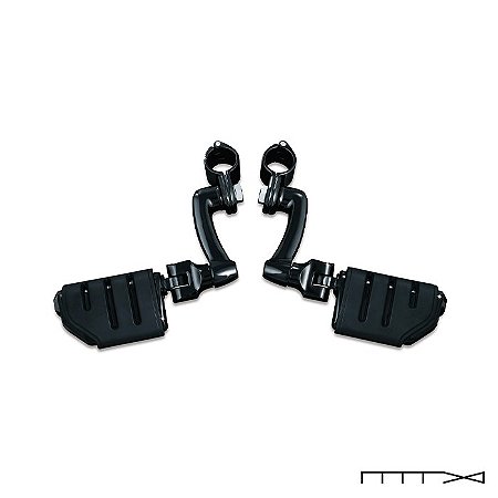 Pedaleira Modelo Iso com Abraçadeira de 1-1/4´´ para Prender no Protetor de Motor - Preto