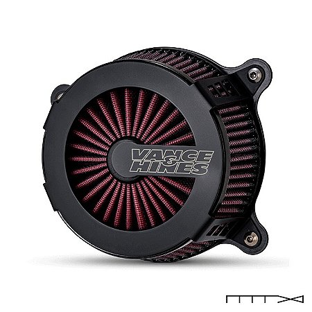 Filtro de Ar Vance & Hines Modelo VO2 Cage Fighter - Preto - Motor Twin Cam - Touring 02-07, Softail 00-15 e Dyna 99-17