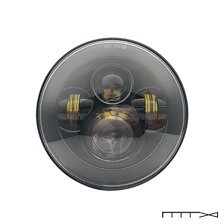Farol LED 7"  s/ Angels c/ Fundo Preto (Mod. 1) - CH Parts