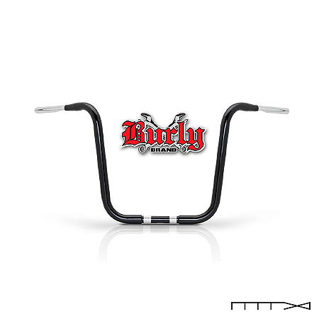 Guidão Gorilla Apehanger 16´´ Polegadas Preto 1-1/4" Com Redução Para 1" Polegada Acelerador a cabo - Burly Brand