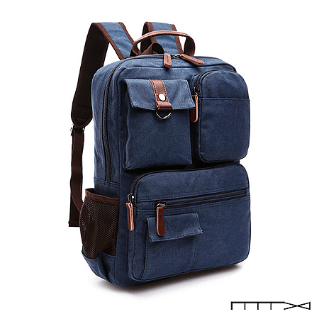 Mochila masculina em lona de laptop & viagem - Blue