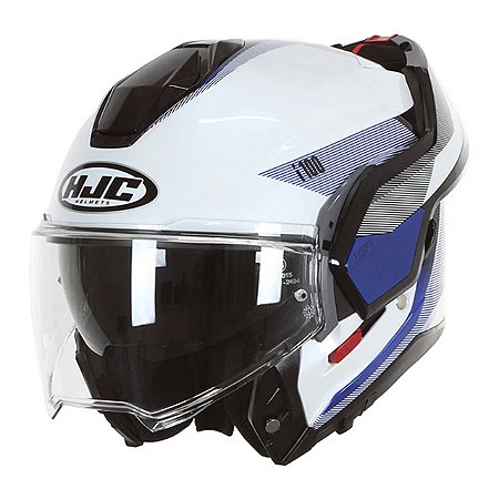 Capacete HJC 1100 180 Solido Beston Branco Azul e Cinza