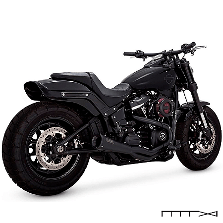 Escapamento Vance & Hines PCX™ Upsweep 2 Into 1 - Preto - Softail 2018 - 2023 - Fat Bob - Low Rider S