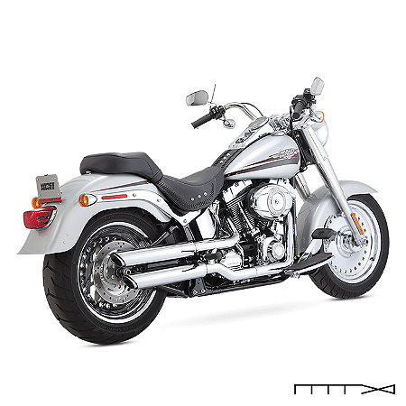 Ponteira 3´´ Vance & Hines Twin Slash - Cromada - Softail Fat Boy 2007 - 2017 (16843)