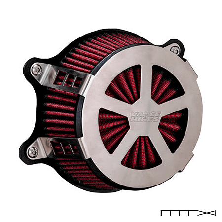 Filtro de Ar Vance & Hines Mod. VO2 Radiant V - Aço Escovado - Motor Twin Cam - Touring 02-07,Softail 00-15 e Dyna 99-17