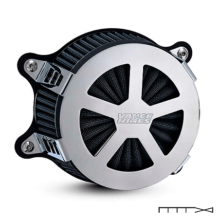 Filtro de Ar Vance & Hines Modelo VO2 Radiant V - Cromado - Motor Twin Cam - Touring 02-07, Softail 00-15 e Dyna 99-17