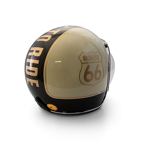 Capacete Aberto Origine Primo Route 66 - Customizado por MTX Imports - Cor River Rock Gray com faixa Tabaco escrita