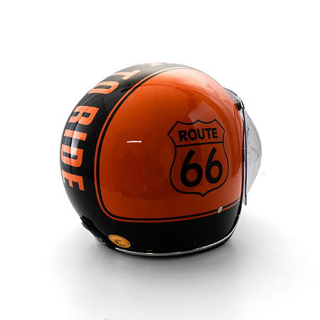 Capacete Aberto Origine Primo Route 66 - Customizado por MTX Imports - Cor Laranja com Faixa Preta