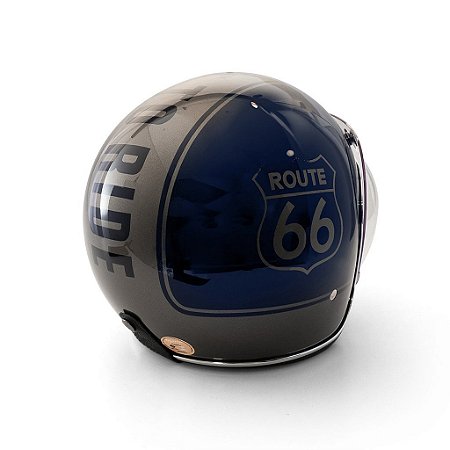 Capacete Aberto Origine Primo Route 66 - Customizado por MTX Imports - Cor Azul com faixa Grafite