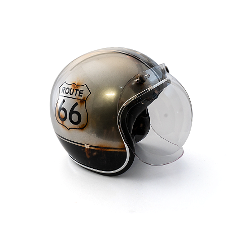 Capacete Aberto Lucca Mod. Sublime Route 66 - Customizado por MTX Imports - Cor Metal Ferrugem