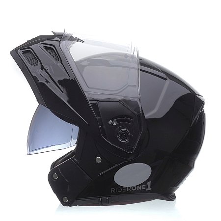Capacete Escamoteável Lucca Modelo Rider One 1 - Gloss Black - Preto Brilho